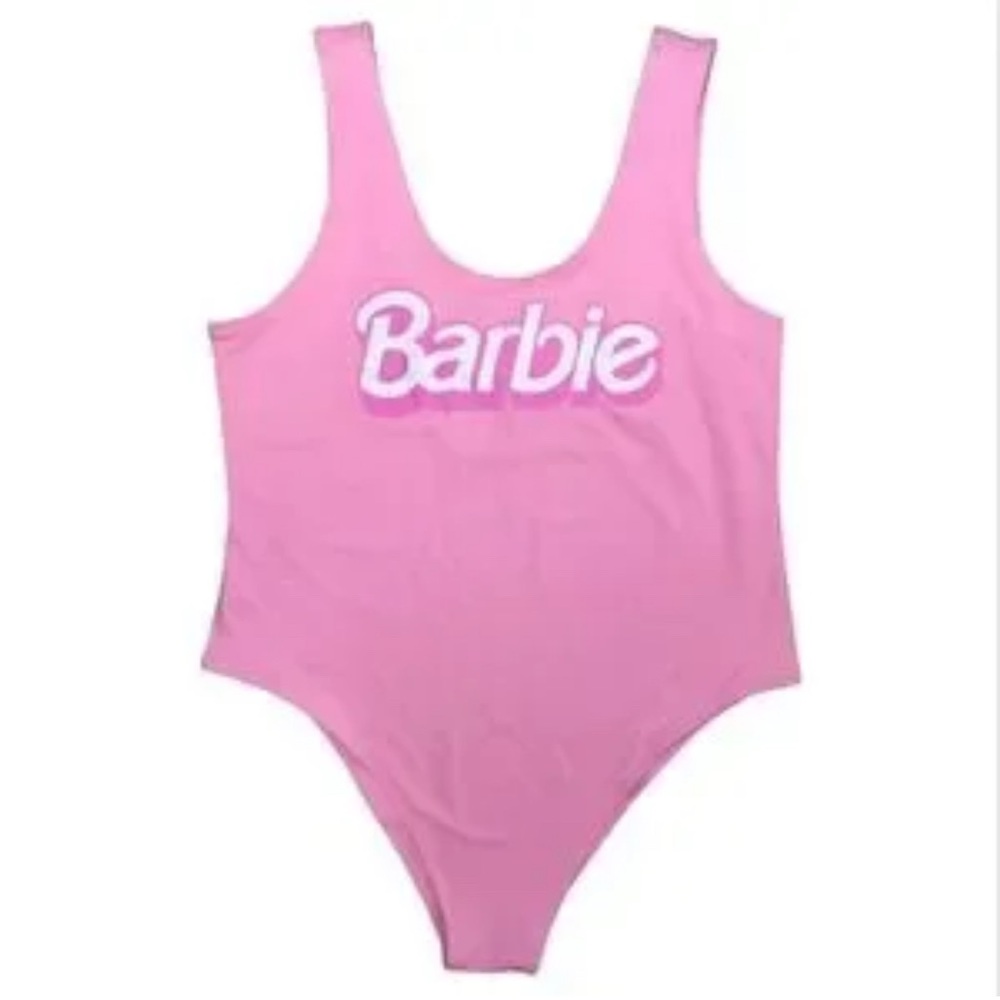BARBIE BUBBLE GUM‎ PINK LOGO ONE-PIECE SWIMSUIT SIZE S